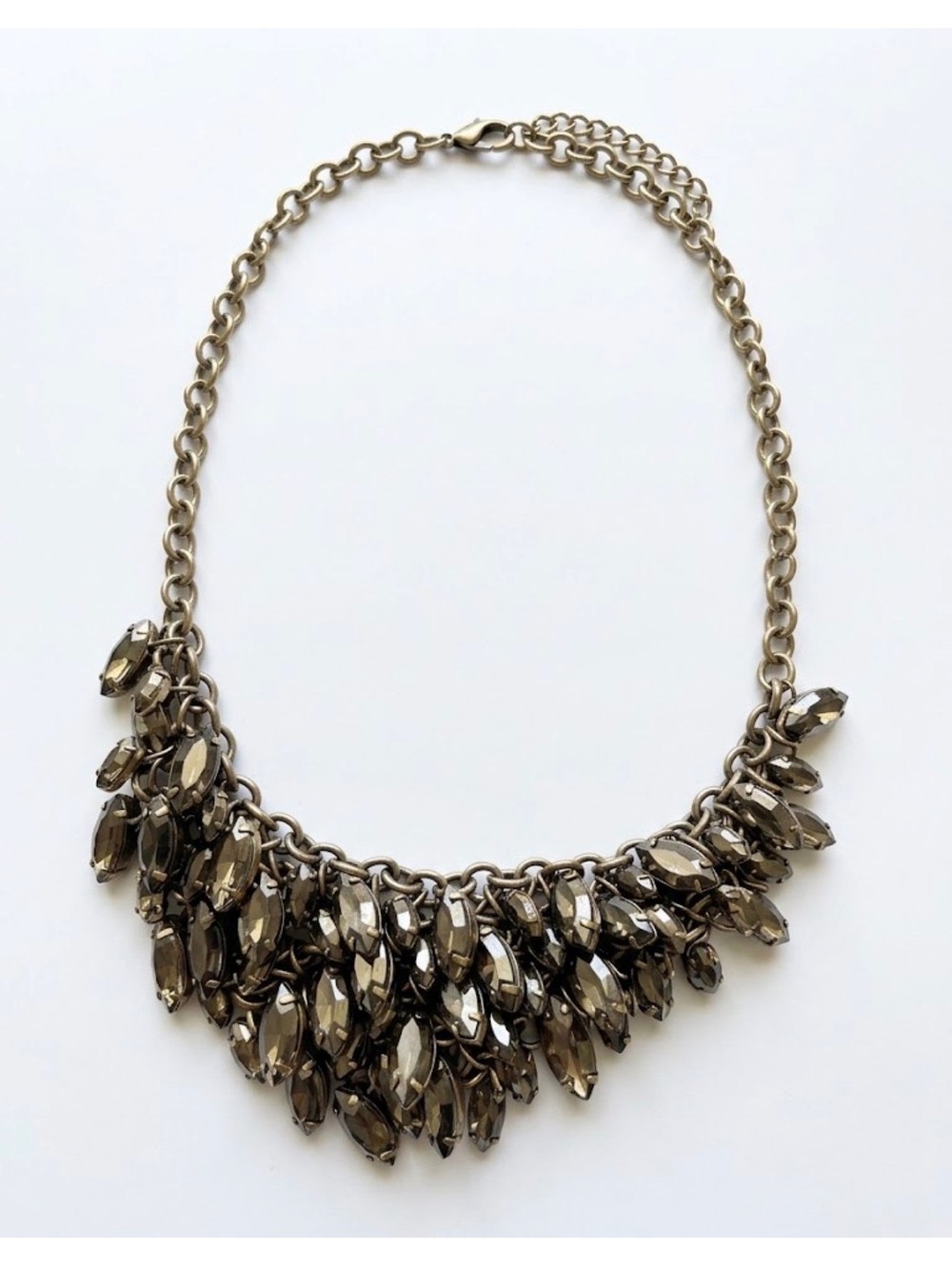 Vintage Antique Gold Crystal Bib Statement Necklace